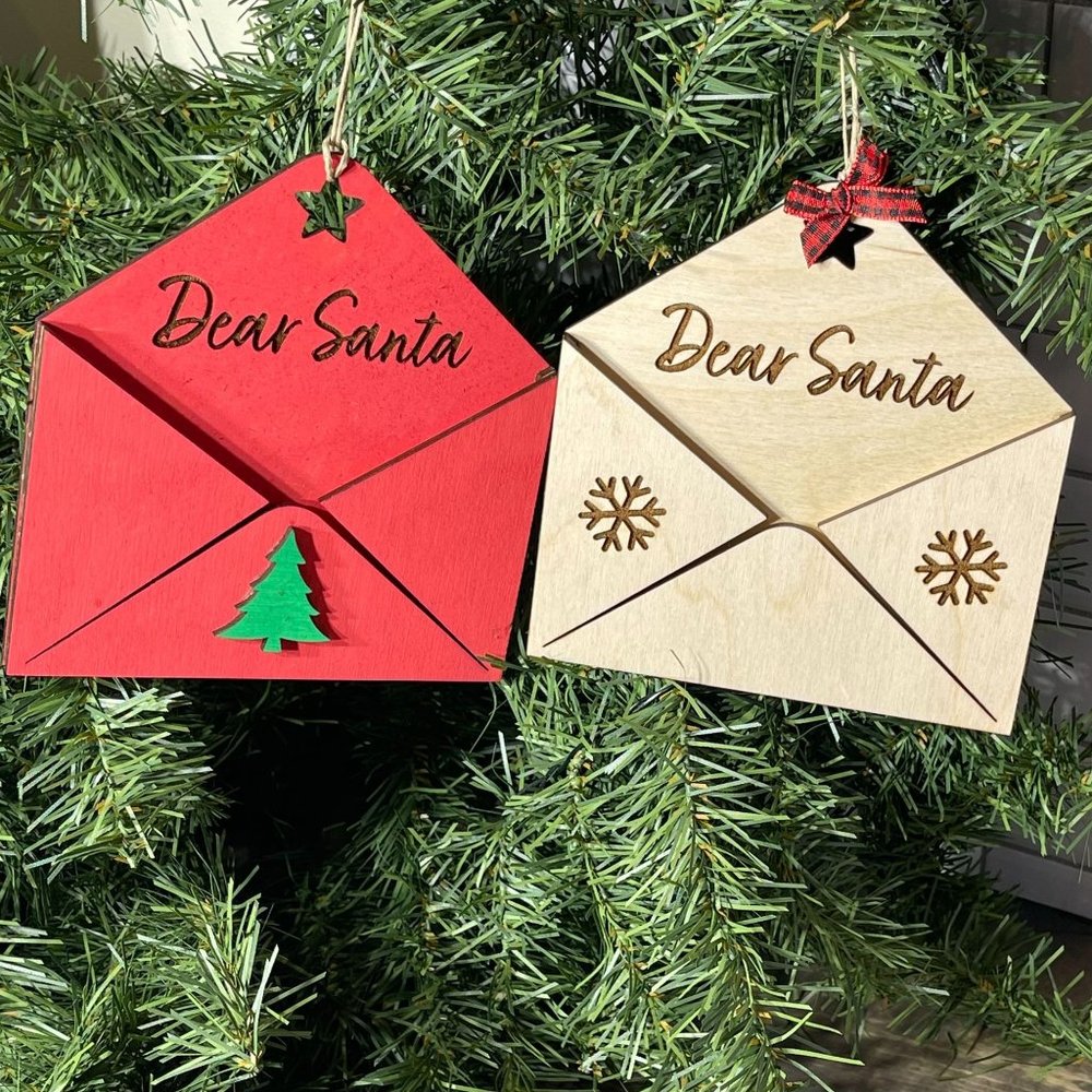Christmas Ornament, Dear Santa Ornament, Santa List Holder, Engraved Letter for